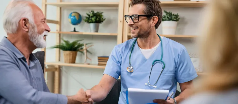 Clinician with patient — healthcare lead generation case study