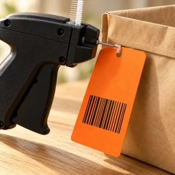 Price tag being attached to a product