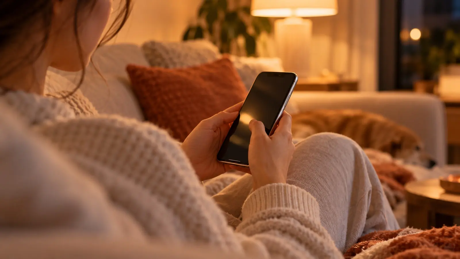 Person signing up in a new app on a phone in the evening